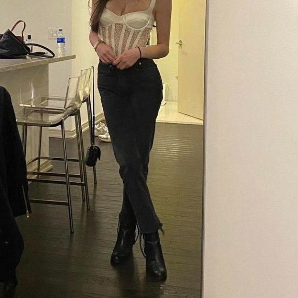 Re/done High-rise Black Straight Leg Jeans